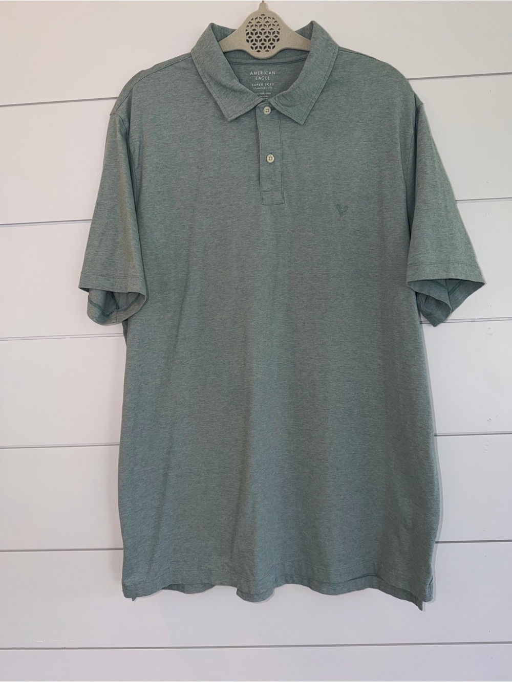 American Eagle Super Soft Polo Shirt Mens XLT Green Standard Fit Tall Gorpcore